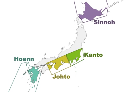Pokémon regions mapped to Japan