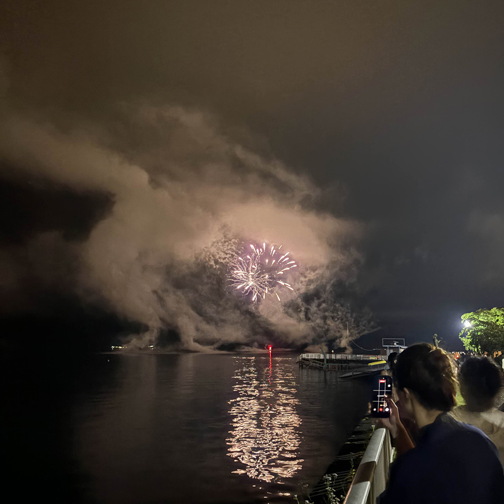 fireworks over lake